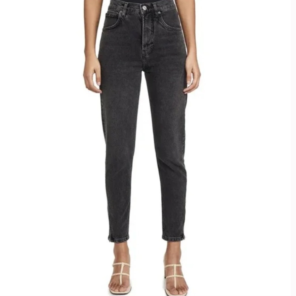 Reformation 80's Ultra High Yuma Ankle Zip Cigarette Gray Jeans Pants